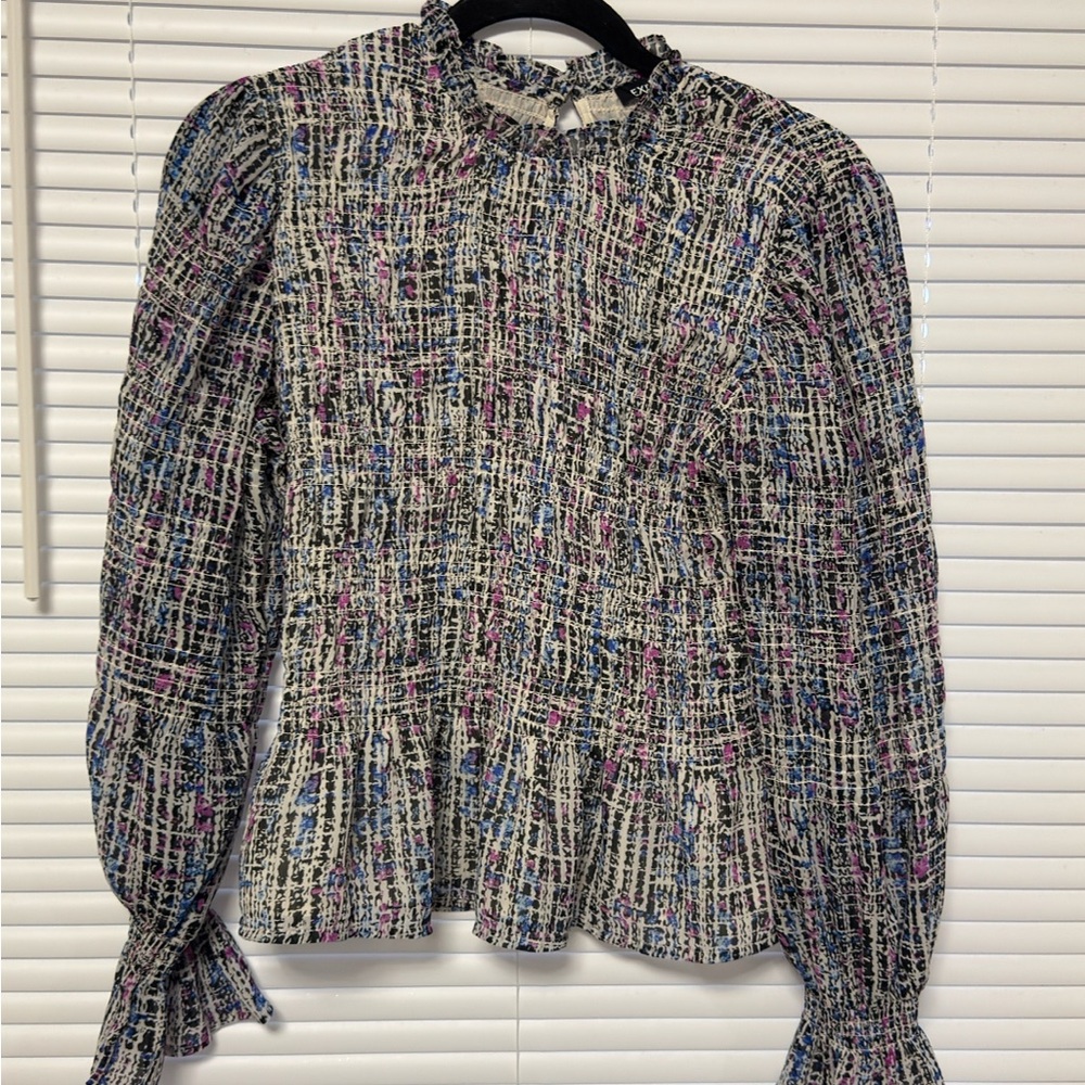 Express Black and Pink Textured Women's Blouse